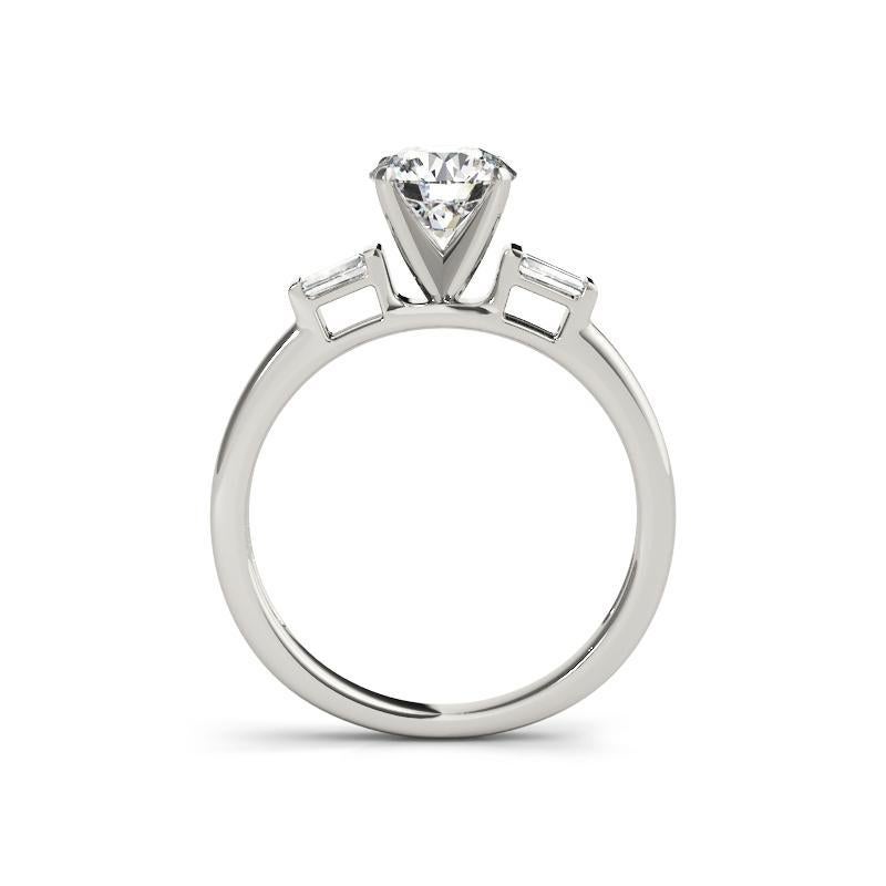 GIA 0.9ct Round Solitaire & Channel Baguette 18K White Gold Diamond Ring In condizioni Nuovo in vendita a New York, NY
