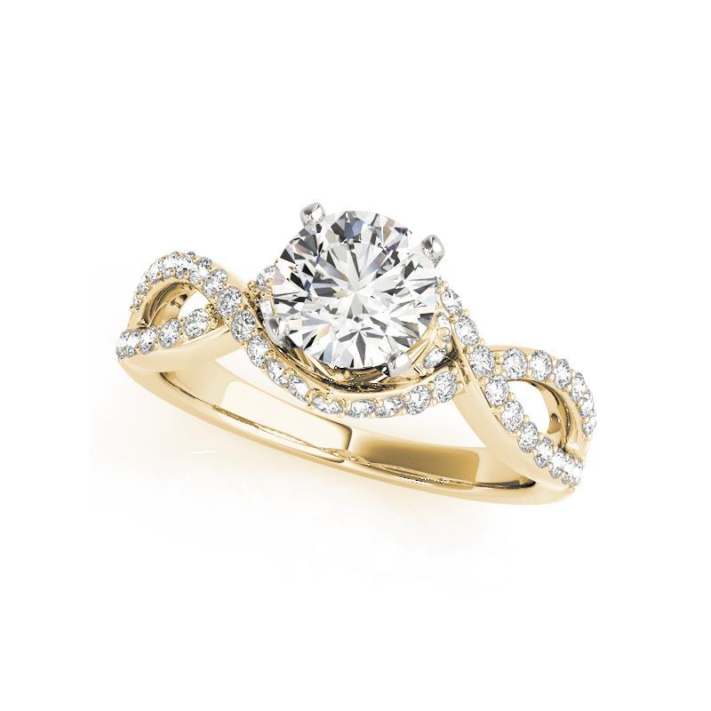 Taglio rotondo GIA 0,9ct Solitario rotondo Infinity Symbol Halo Anello di diamanti in oro giallo 18K in vendita