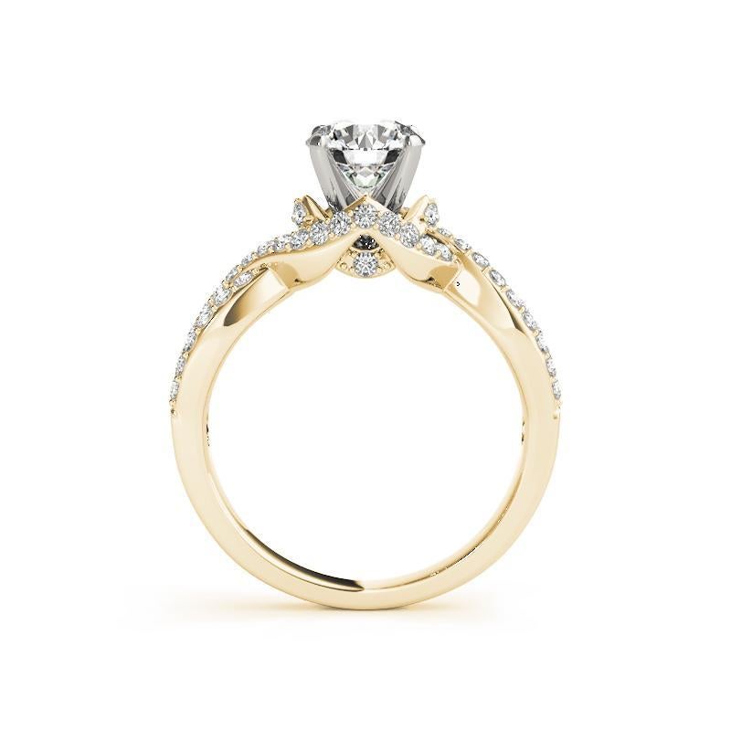 GIA 0,9ct Solitario rotondo Infinity Symbol Halo Anello di diamanti in oro giallo 18K In condizioni Nuovo in vendita a New York, NY