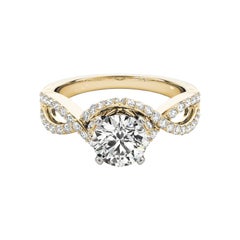 GIA 0,9ct Solitario rotondo Infinity Symbol Halo Anello di diamanti in oro giallo 18K