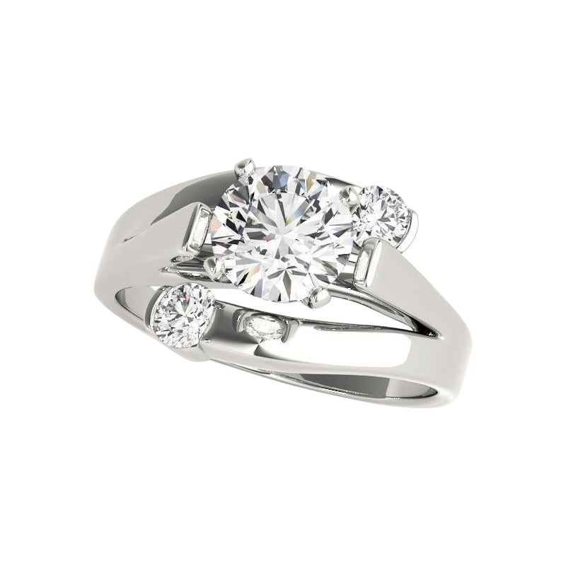 GIA 0.9ct Round Solitaire Three-Stone Bypass  Bague en diamant