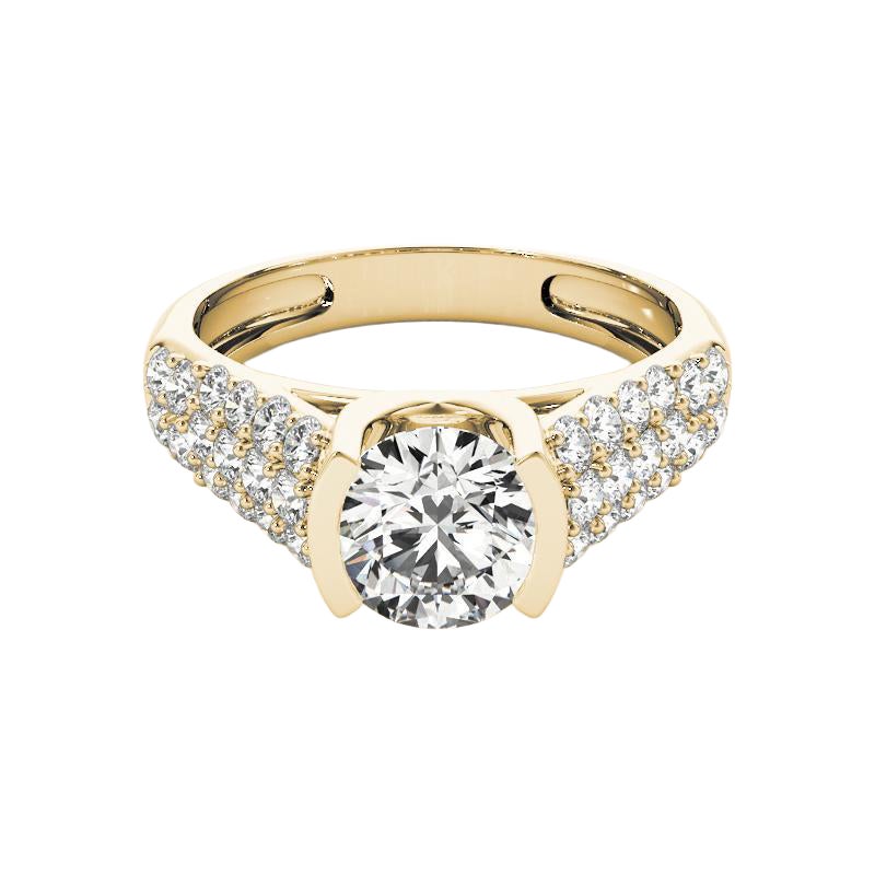 GIA 0,9 carati di diamanti rotondi a tripla fila con diamanti incastonati in oro giallo 18 carati in vendita