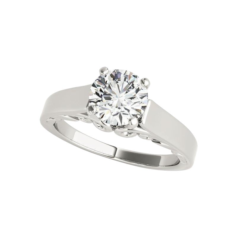 GIA 0.9ct Anello con diamante rotondo vintage a spirale in oro bianco della cattedrale