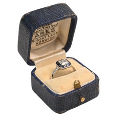 GIA-zertifizierter Verlobungsring mit 1 Karat im Asscher-Schliff. Diamant-Saphir-Halo-Ring aus Platin