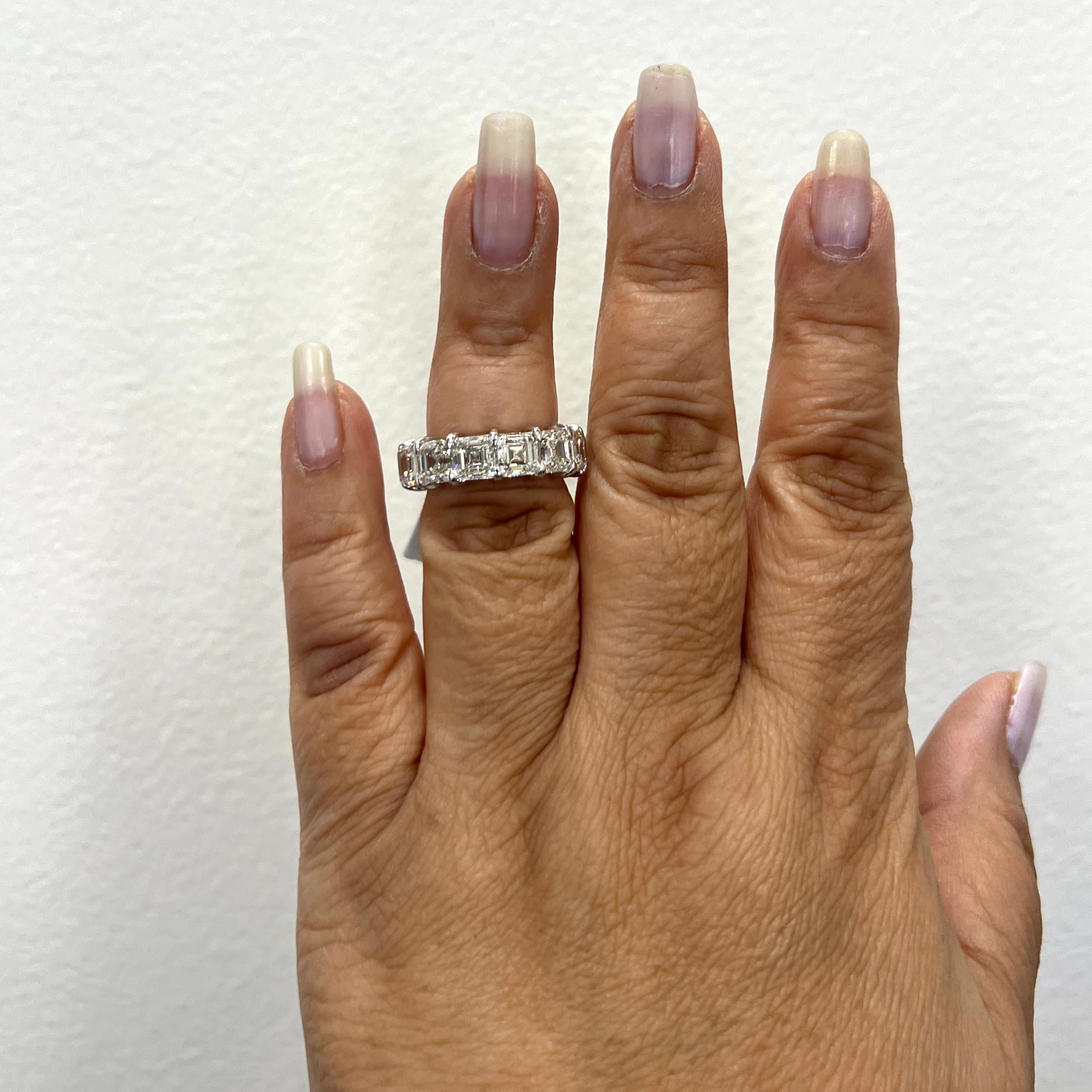 Gorgeous 13.08 ct. HI VVS-VS white diamond asscher cuts.  Total of 13 stones, 1 carat each.  Handmade in 18k white gold.  Ring size 6.5.  GIA certificates included.