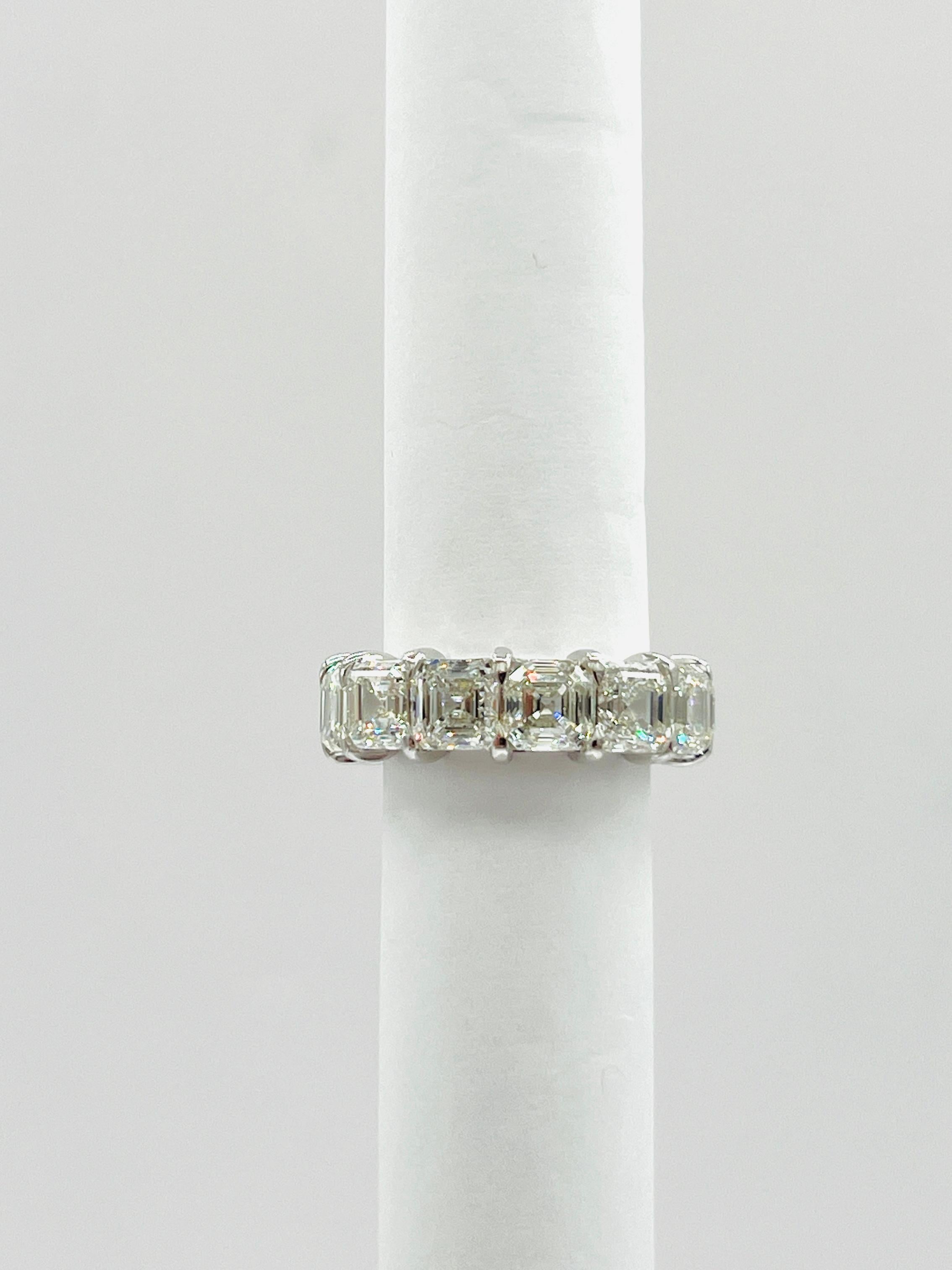 GIA 1 Carat Each Asscher Cut Diamond Eternity Band in 18K White Gold For Sale 1