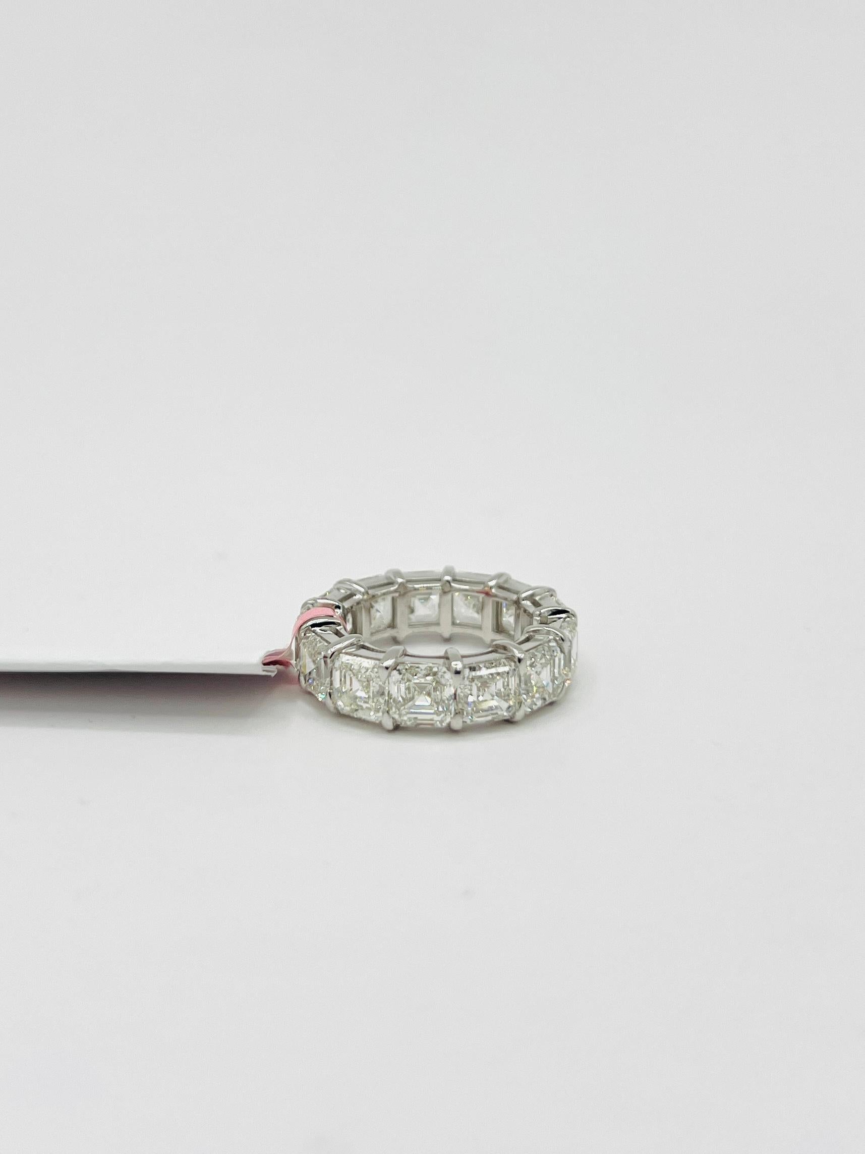 GIA 1 Carat Each Asscher Cut Diamond Eternity Band in 18K White Gold For Sale 3