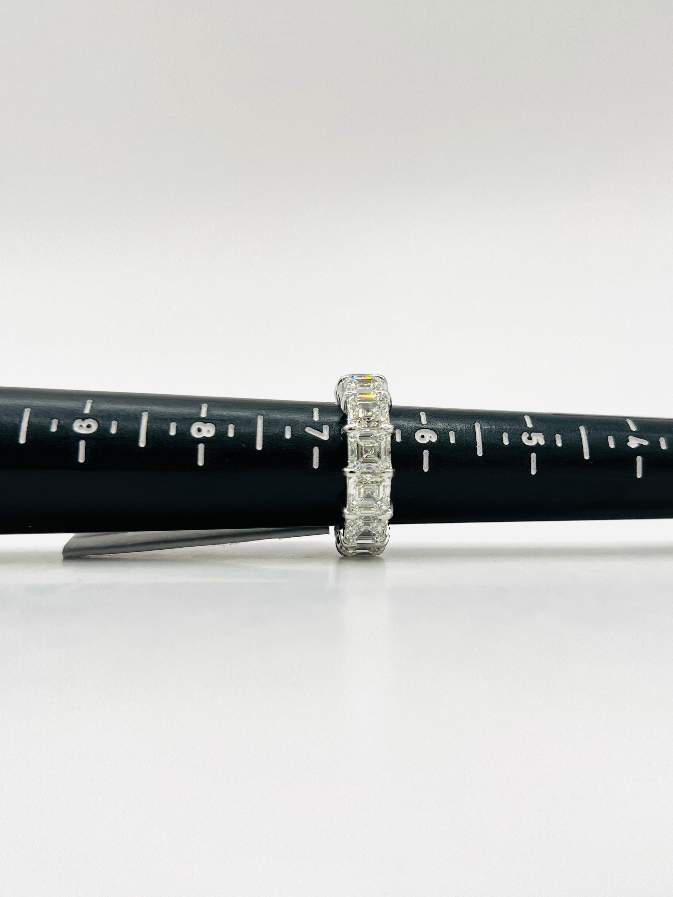 GIA 1 Carat Each Asscher Cut Diamond Eternity Band in 18K White Gold For Sale 4
