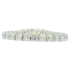 GIA 1 Carat Each Asscher Cut White Diamond Bracelet in 18K White Gold