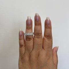 GIA 1 Carat Each Cushion Cut White Diamond Eternity Band Ring in 18K White Gold