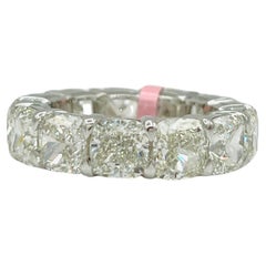 GIA 1 Carat Each Cushion Cut White Diamond Eternity Band Ring in 18K White Gold