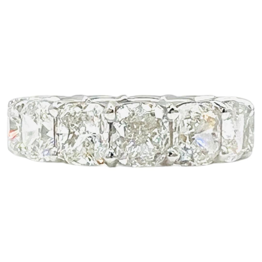 GIA 1 Carat Each Cushion Diamond Eternity Band Ring in 18K White Gold