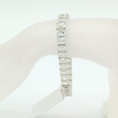 GIA 1 carat each Emerald Cut Diamond Bracelet in 18K White Gold
