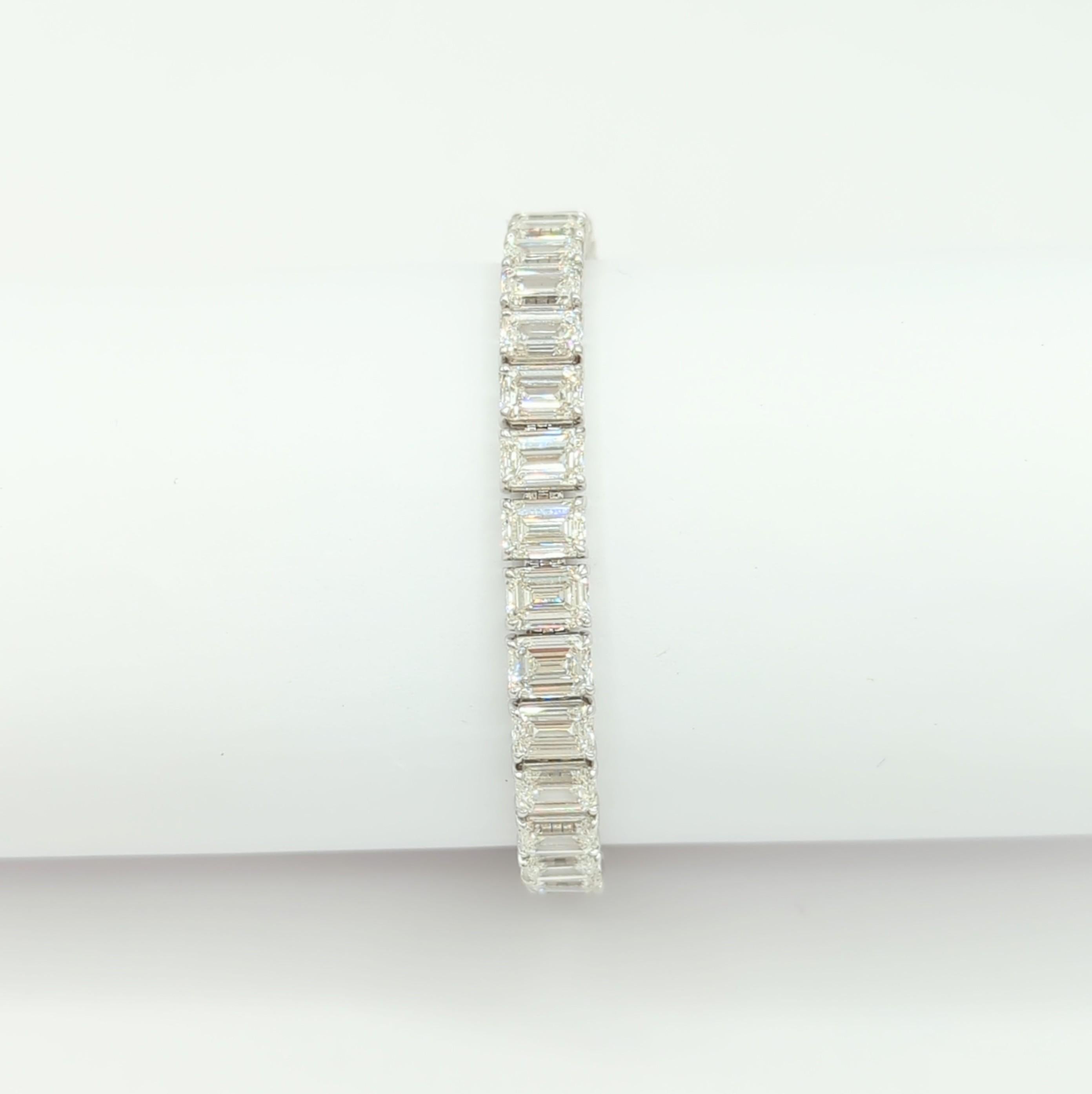 GIA 1 carat each Emerald Cut Diamond Bracelet in 18K White Gold For Sale 2
