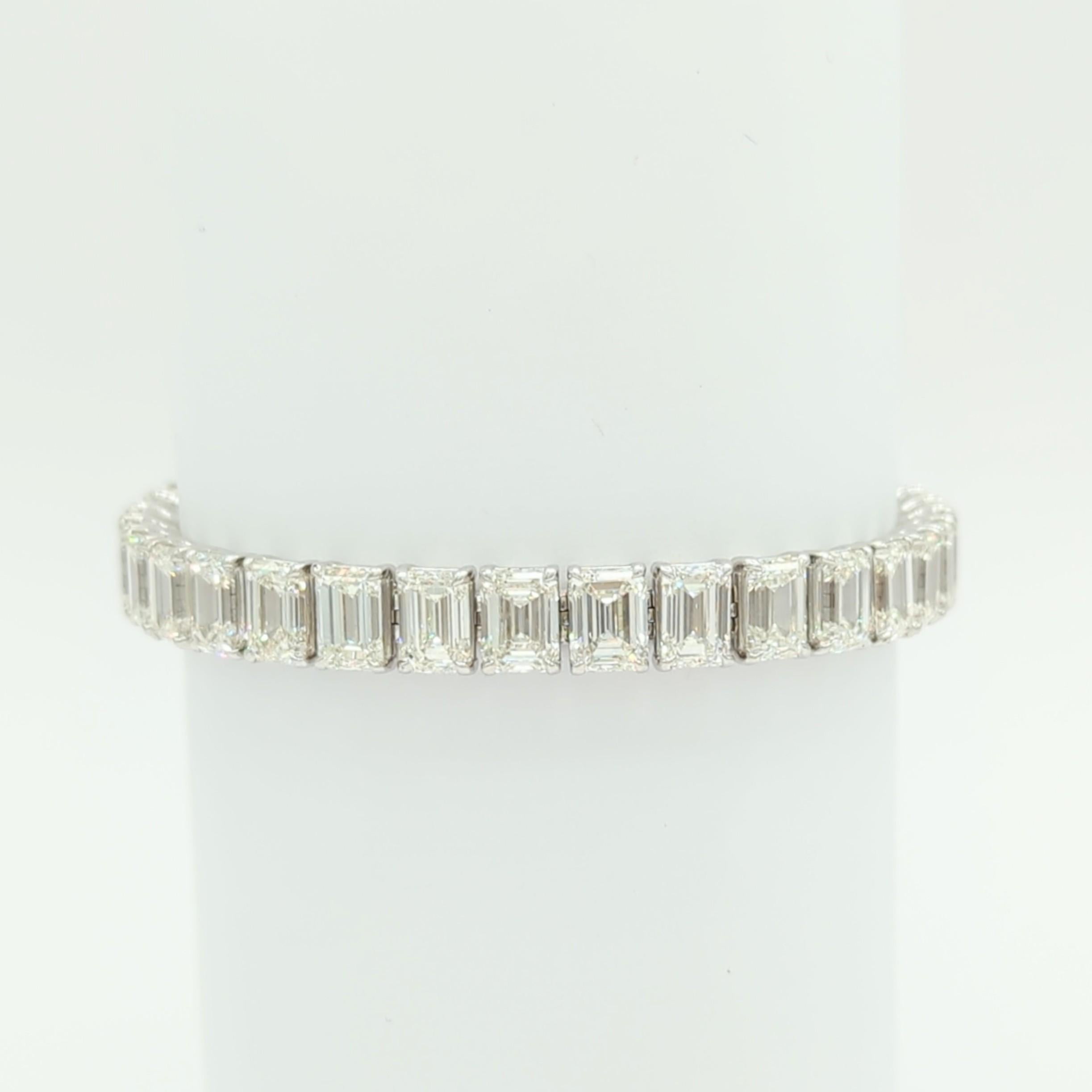GIA 1 carat each Emerald Cut Diamond Bracelet in 18K White Gold For Sale 3