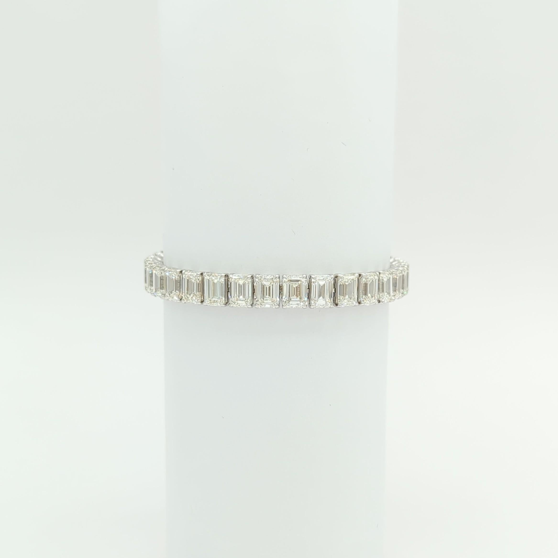 GIA 1 carat each Emerald Cut Diamond Bracelet in 18K White Gold For Sale 4