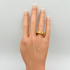 GIA 1 Carat Each Fancy Yellow Radiant Eternity Band Ring in 18K Yellow Gold