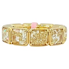 GIA 1 Carat Each Fancy Yellow Radiant Eternity Band Ring in 18K Yellow Gold