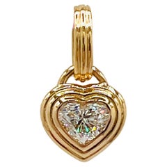 GIA 1 Carat Each Heart Diamond Bezel Pendant Necklace in 18K Yellow Gold