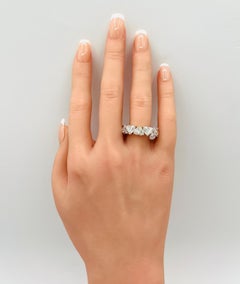 GIA 1 Carat Each Heart Diamond Eternity Band Ring in 18K White Gold
