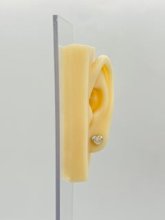 GIA 1 Carat Each Heart White Diamond Martini Stud Earrings in 18K White Gold