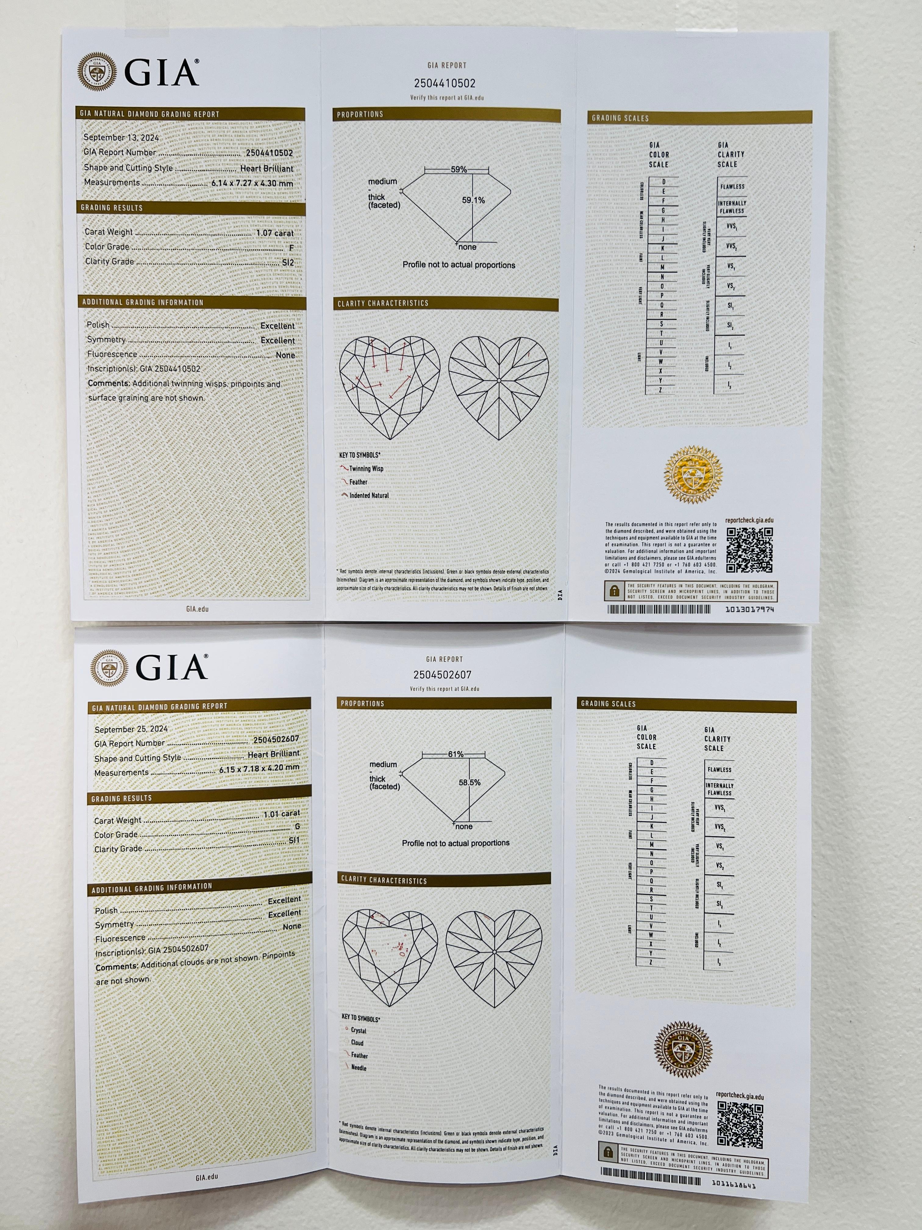 GIA 1 Karat jedes Herz weißer Diamant Martini-Ohrstecker aus 18 Karat Weißgold für Damen oder Herren im Angebot