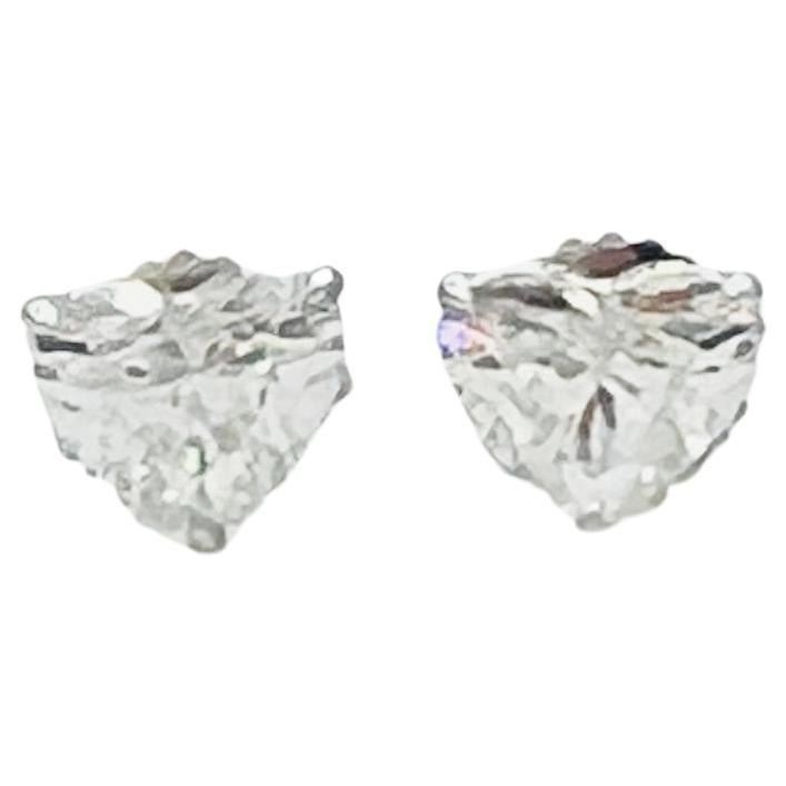 GIA 1 Carat Each Heart White Diamond Martini Stud Earrings in 18K White Gold