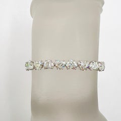 GIA 1 Carat Each Heart White Diamond Tennis Bracelet in 18K White Gold