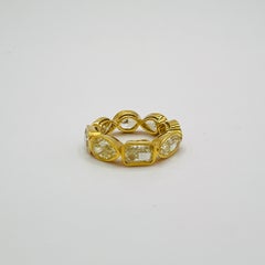 GIA 1 Carat Each Multi Shape Diamond Eternity East West Ring in 18K Yellow Gold
