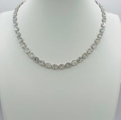 GIA 1 Carat Each Oval Diamond East West Bezel Prong Necklace in 18K White Gold