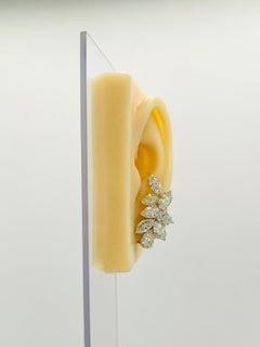 GIA 1 Carat Each Pear and Marquise Diamond Crawler Earrings in 18K White Gold