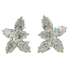 GIA 1 Carat Each Pear Shape Diamond Cluster Earrings in 18K White Gold