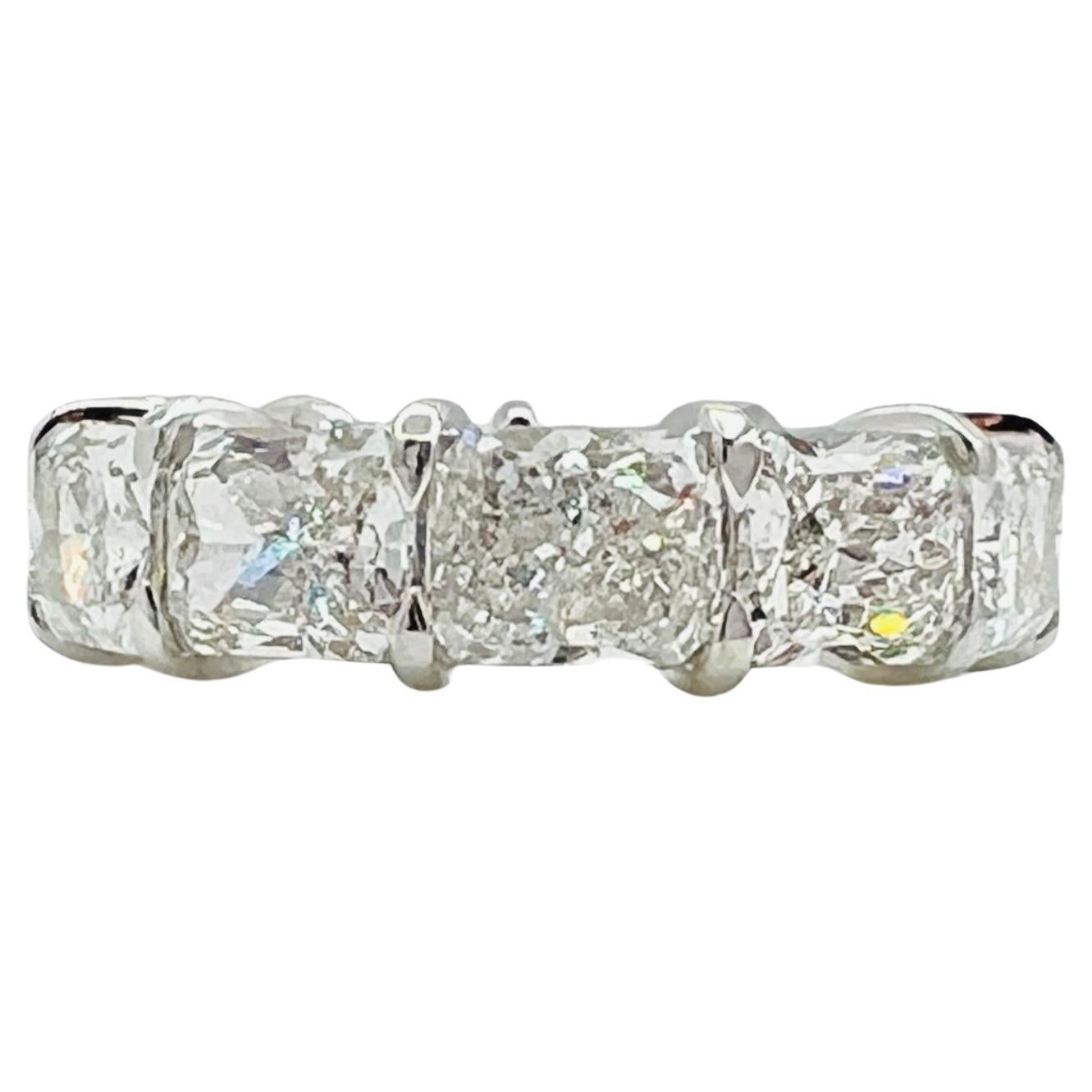 GIA 1 Quilate Cada Diamante Radiante Anillo de Eternidad Rin g en Oro Blanco de 18K