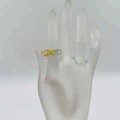GIA 1 Carat Each White and Fancy Yellow Radiant Diamond Eternity Band in 18k