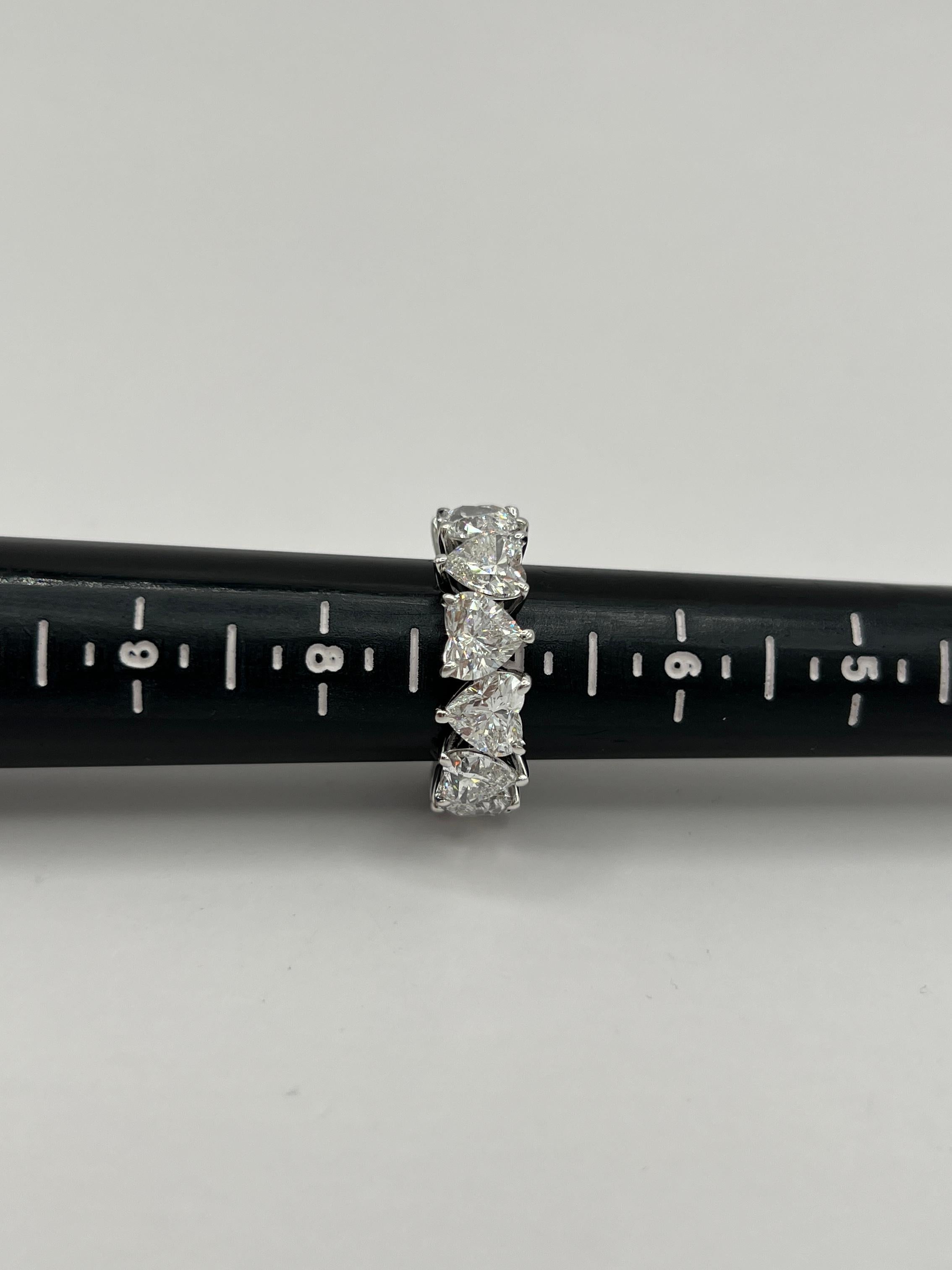 GIA 1 Carat Each White Diamond Heart Eternity Band Ring in 18K White Gold For Sale 2
