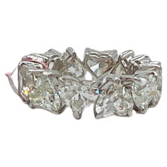 GIA 1 Carat Each White Diamond Heart Shape Eternity Band Ring in 18K White Gold