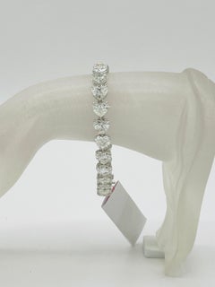 GIA 1 Carat Each White Diamond Heart Tennis Bracelet in 18K White Gold