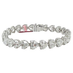 GIA 1 quilate cada diamante blanco Pulsera de tenis en forma de corazón en oro blanco de 18 quilates