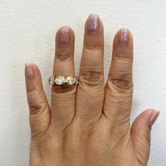 GIA 1 Carat Each White Diamond Oval Bezel Eternity Band Ring in 18K Yellow Gold