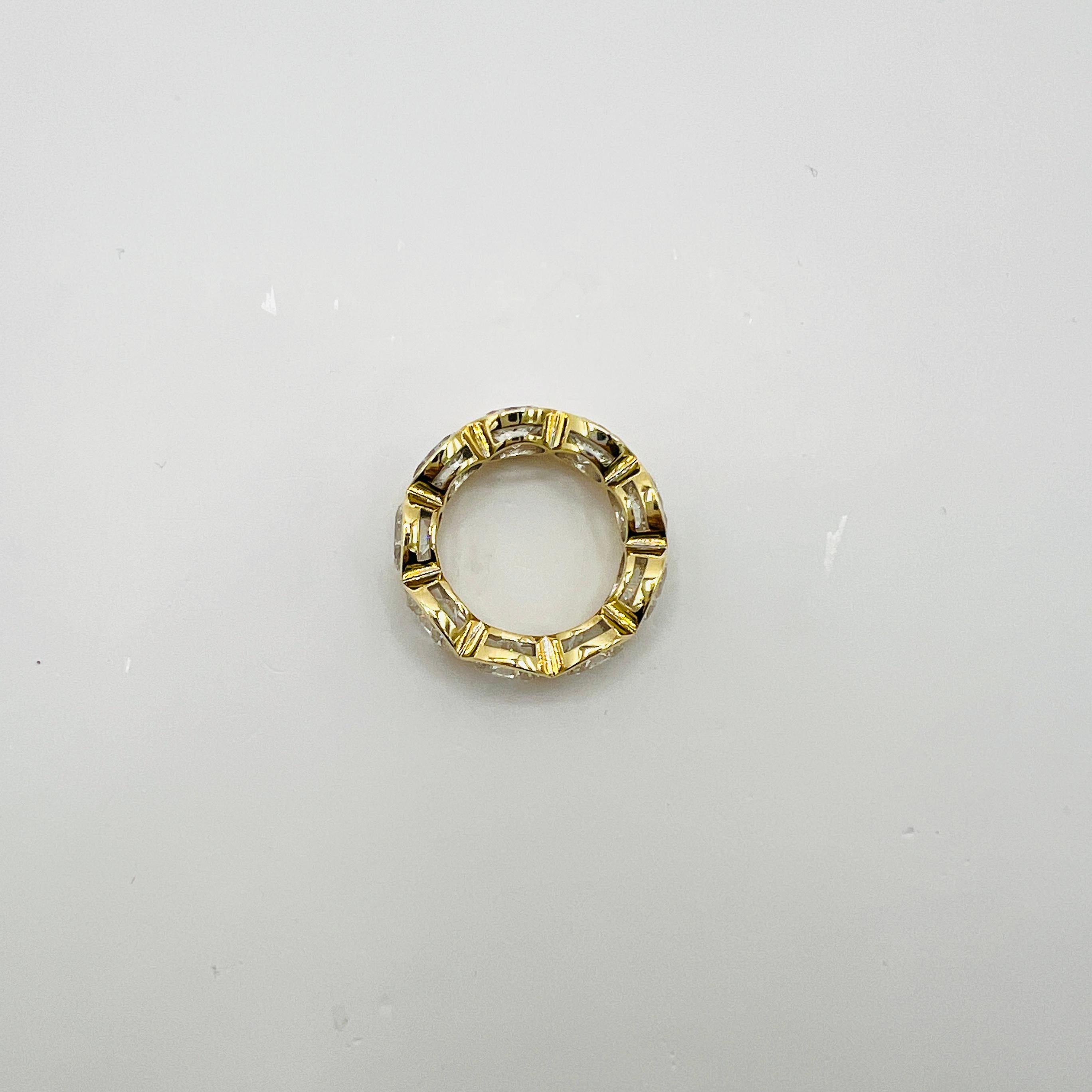 GIA 1 Carat Each White Diamond Oval Bezel Eternity Band Ring in 18K Yellow Gold 3
