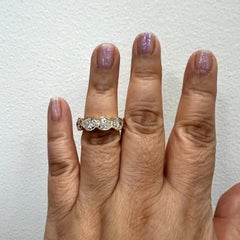 GIA 1 Carat Each White Diamond Oval Eternity Band Bezel Ring in 18K Yellow Gold