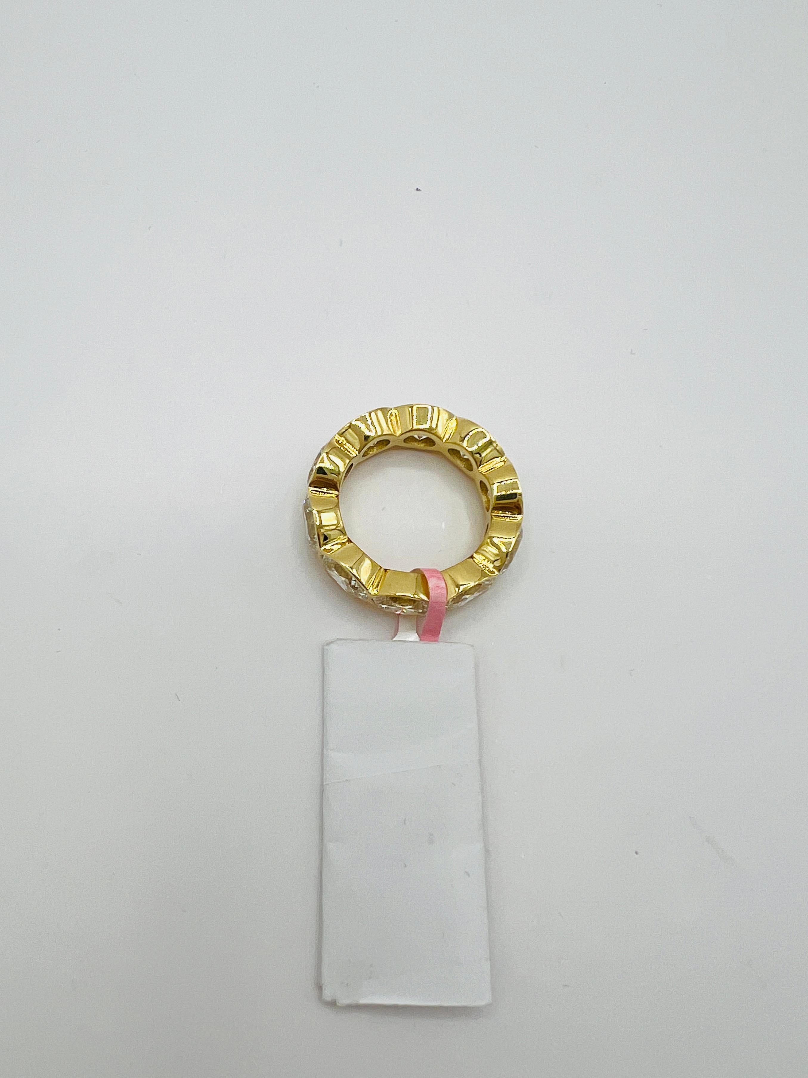 GIA 1 Carat Each White Diamond Oval Eternity Band Bezel Ring in 18K Yellow Gold 1