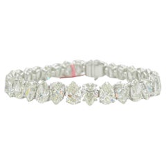 GIA Bracciale da tennis a forma di pera con diamante bianco da 1 carato ciascuno in oro bianco 18 carati