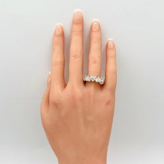 GIA 1 Carat Each White Heart Diamond Eternity Band Ring in 18K White Gold