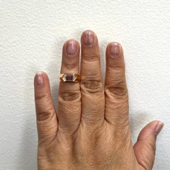 GIA 1 Carat Light Pink Brown Hexagon Diamond Ring  in 18K Rose Gold