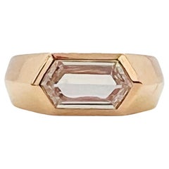 GIA 1 Carat Light Pink Brown Hexagon Diamond Ring  in 18K Rose Gold