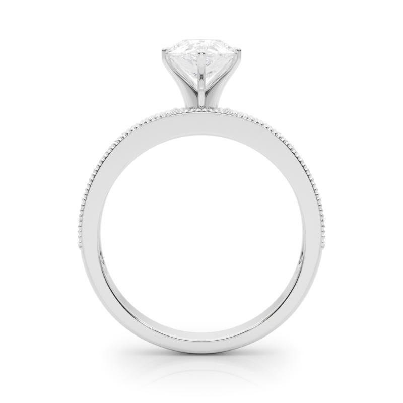 GIA 1 Carat Pear Vintage Milgrain Channel  Anello con diamante In condizioni Nuovo in vendita a New York, NY