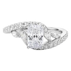 GIA 1 Carat Radiant Curved Bypass Leaf & Vine (Feuille et Vigne)  Bague en diamant