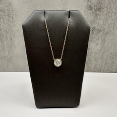 GIA 1 Karat runder Diamant Lünette Halskette 14K Gelbgold I VS2
