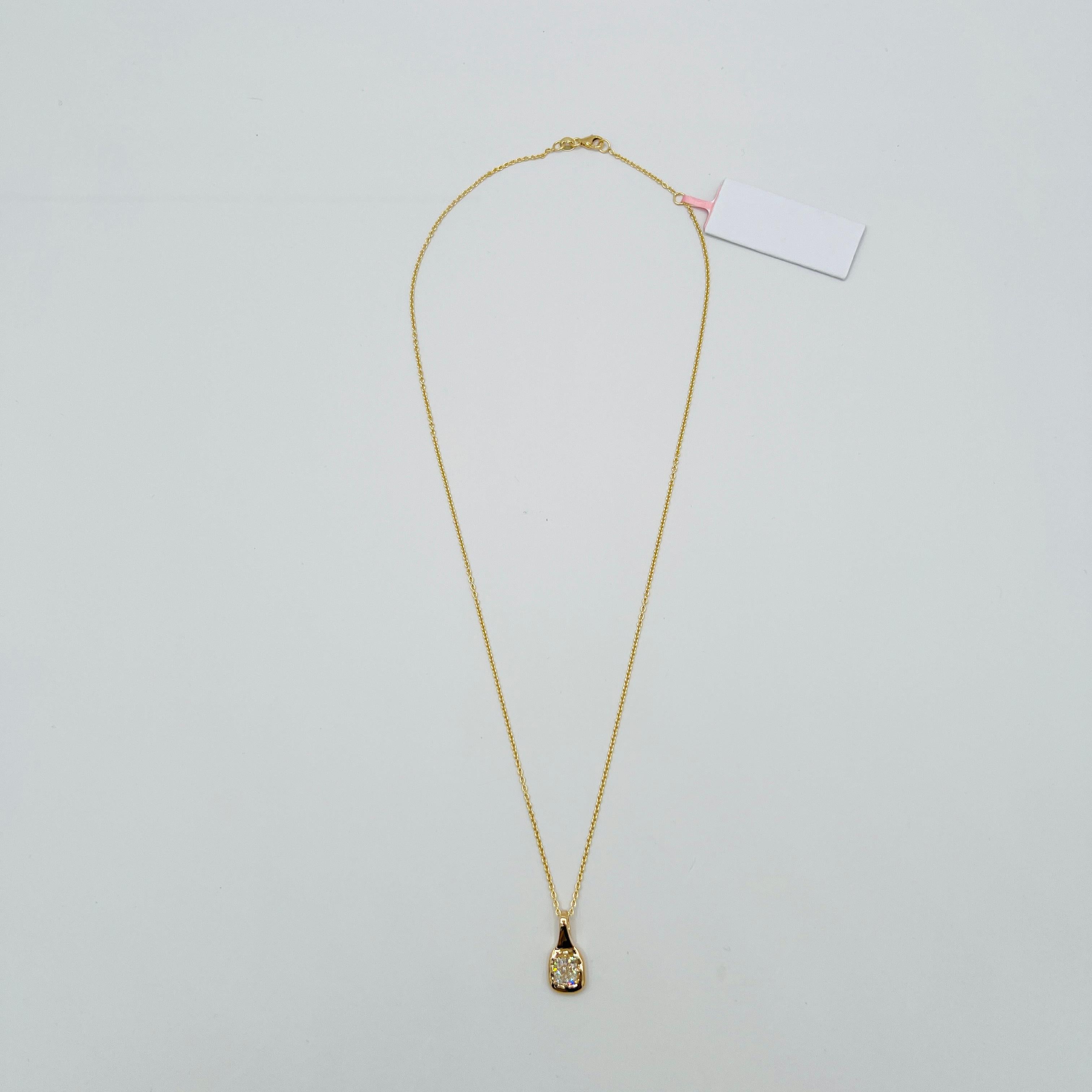 Collier pendentif en or jaune 18 carats avec coussin en diamant blanc de 1 carat GIA Unisexe en vente